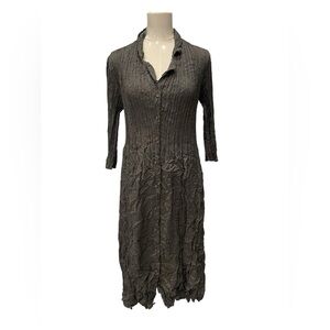 Alquema Nehru Collar Coat Dress Midi Button Womens Size 1 US Sm-Med